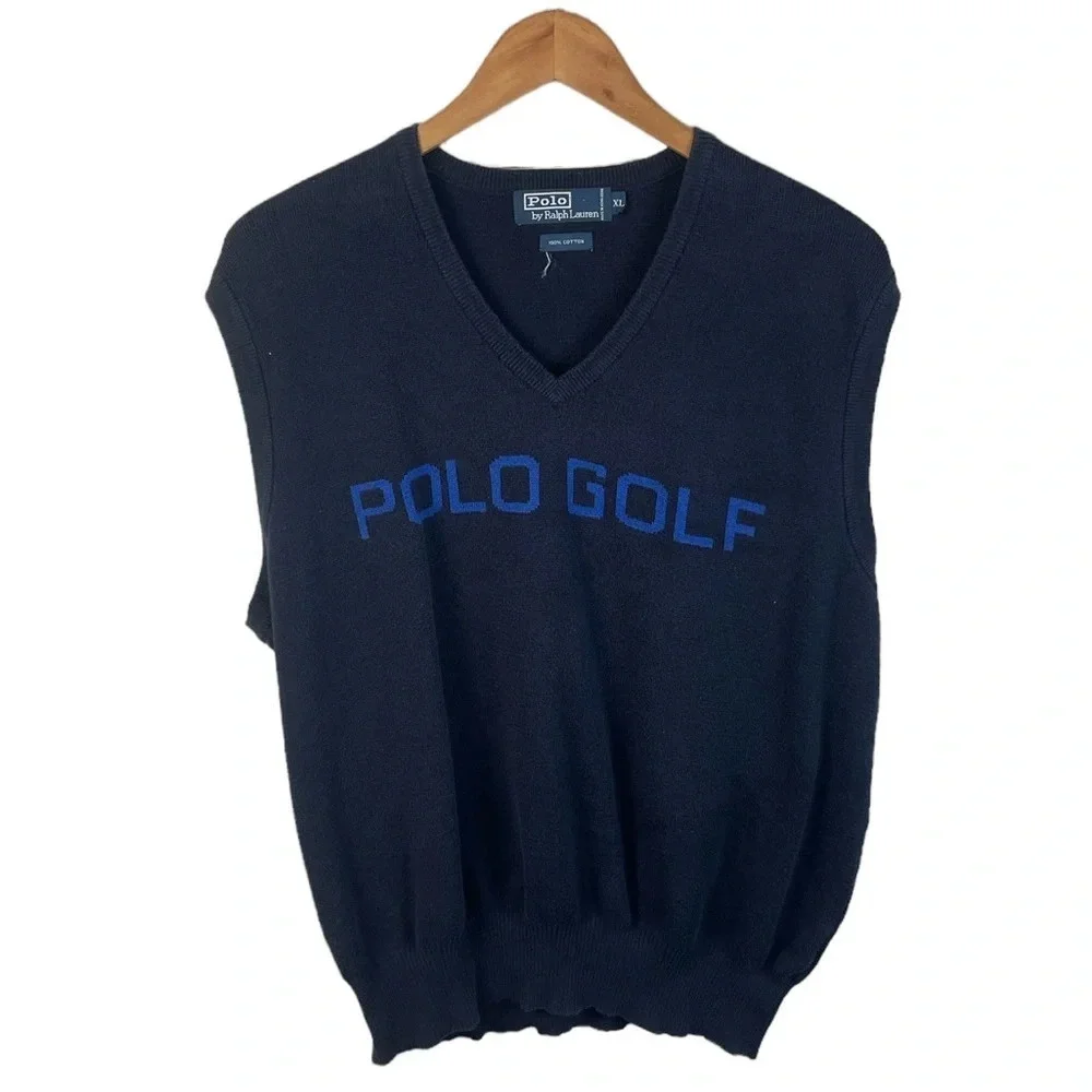 TS424 Mens Vintage Polo Ralph Lauren Designer Golf Sleeveless Sweater Vest XL